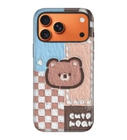 iPhone 17 Pro Velvet Kılıf Lansman İçi Kadife Temalı Desenli Silikon Cute Bear