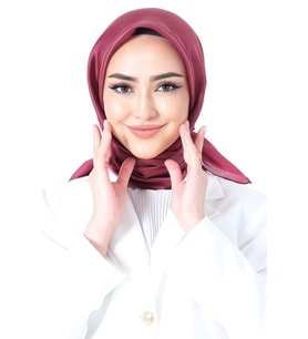 Koyu Bordo Harem Scarf Kristal Saten Eşarp