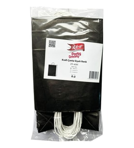 Büküm Saplı Kraft Kağıt Karton Hediyelik Çanta Poşet Torba - Siyah - 25x31 Cm. - 25 Adetlik Paket