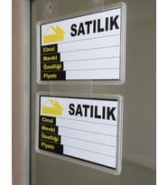 ETİKETLİK FİYATLIK - DAYANIKLI 1MM KALINLIKTA MAT YÜZEY KORUMALI EMLAK ÇERÇEVE 30 ADET