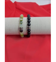 Çok Renkli Akik + Siyah Oniks Doğaltaş Bileklik (2'li Takım 8 MM)