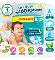 Mey İthalat® Aktif Bebek Süper Paket Bebek Bezi 8 Beden 27 Adet