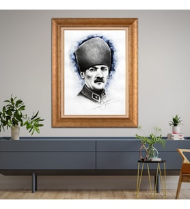 Altın Varaklı Paspartulu Çerçeveli Tablo hb493