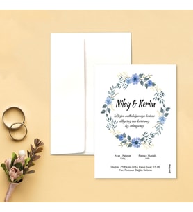 Davetiye Zarf ve Baskı Dahil (Beyaz yada Kraft Zarflı) - Düğün, Nişan, Nikah, Kına Davetiyesi (Beyaz)