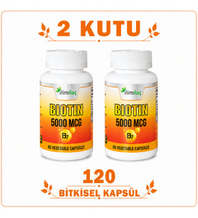 Biotin 5000 mcg 2 Kutu 120 Bitkisel Kapsül – Biotin Takviye Edici Gıda