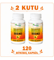 Biotin 5000 mcg 2 Kutu 120 Bitkisel Kapsül – Biotin Takviye Edici Gıda