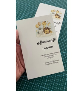 Safarili Doğum Günü Anahtarlık ve Hediyelik Kart 9,5x15 cm - Arletikettasarım