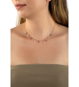 Rose Altın Kaplama 925 Ayar Gümüş Damla Ve Nal Figürlü Şans Kolyesi (Rose - Gold)