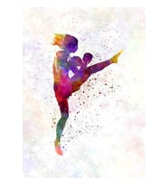 Kadın Boksör Boks Kickboks Siluet Izole 01 Tablo Ahşap Poster Dekoratif