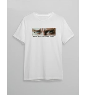 10 Kasım Atatürkü Anma Günü Baskılı Oversize Bisiklet Yaka T-shirt - Beyaz