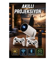 Çift Kollu 4K Akıllı Projeksiyon Cihazı – Wi-Fi 6, Bluetooth 5.0, HDMI USB AUX Destekli 10.000 Oyun