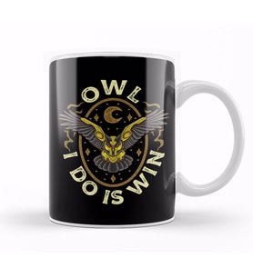 Cute & Funny Owl All I Do Is Win Pun Winning Owl Kupa Bardak Porselen