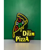 Dilim Pizza Yazılı Tabela 3D Led Neon Etkili Işıklı Tabela 30X45 CM Tek Taraflı