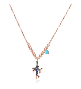 Zirkon Taşlı Rose Altın Kaplamalı Toplu Denizatı Gümüş Kolye