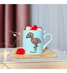 Bebek Flamingo Tasarımlı Kişiye Özel Yeşil Türk Kahvesi Fincanı