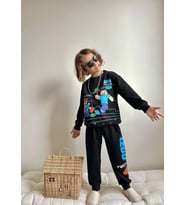 Cg Kids Minecraft Lego Siyah Erkek Çocuk 2 iplik Alt Üst Takım Süper Kalite Baskı Kumaş