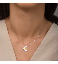 Gümüş Rose Papatya Seviyor Sevmiyor Bayan Kolye