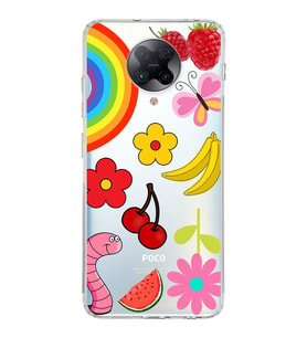 PrintiFy Xiaomi Poco F2 Pro ile Uyumlu 1mm Slim Fit Water Color 5 Baskılı Şeffaf  Kılıf