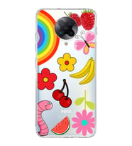 PrintiFy Xiaomi Poco F2 Pro ile Uyumlu 1mm Slim Fit Water Color 5 Baskılı Şeffaf  Kılıf