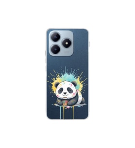 Realme C63 ile Uyumlu Splash Panda Tasarımlı Şeffaf Silikon Kılıf
