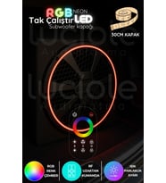 Şerit LED 30cm Rgb Neon Hoparlör Kapağı – Renkli Işık Efektli, Subwoofer Uyumlu, 9116 Rf Kumandalı Led