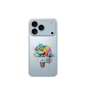 iPhone 17 Pro Max ile Uyumlu Splash Bukalemun Tasarımlı Şeffaf Silikon Kılıf