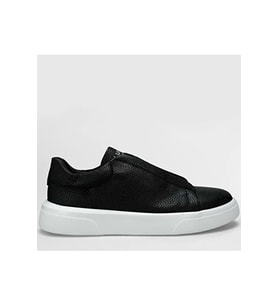 Lufian 112230256 Dante Erkek Deri Lastikli Sneakers Ayakkabı (Siyah)