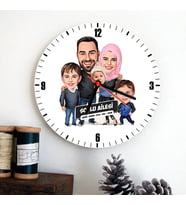 3 Çocuklu Güzel Ailemiz Karikatürlü Duvar Saati