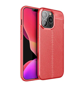 Apple iPhone 13 Pro Max Kılıf Zore Niss Deri Desenli0 Silikon Kılıf (Kırmızı)