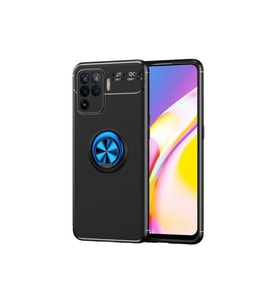 Oppo Reno 5 Lite Uyumlu Kılıf Zore Ravel Silikon Kapak (Siyah-Mavi)