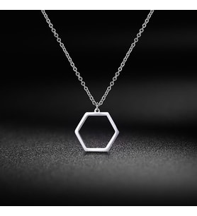 Altıgen Geometrik Minimal Gümüş Kolye