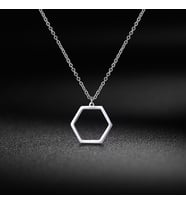 Altıgen Geometrik Minimal Gümüş Kolye