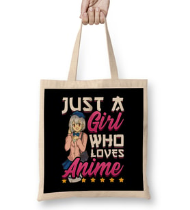 Cute Just A Girl Who Loves Anime Bez Çanta Uzun Saplı