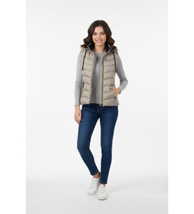 Kadın Kapüşonlu Spor Yelek 5000 BGL-ST04894 (Taş)