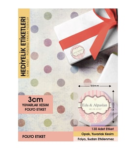 PEMBE MOTİFLİ DAVETİYE ETİKETİ, CEMİYET İÇİN ÜRÜNLERİNİZE ÖZEL 3CM - 130 ADET FOLYO STİCKER