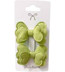 Yeşil Seri Fiyonk Saç Tokası, Kumaş Kelebek Tasarım, Büyük Boy, 2'li Set (Stil-3)