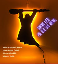 Pir Sultan Abdal - Neon Led - Duvar Dekor Hediyelik (Mat Siyah)