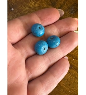 HAKİKİ 3 ADET DELİKLİ TURKUAZ FİRUZE TAŞI BONCUK 1 CM
