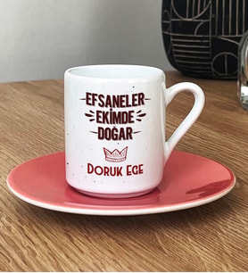 Kişiye Özel Efsaneler Ekimde Doğar Türk Kahvesi Fincanı Doğum Günü Hediyesi (Pembe)