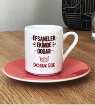 Kişiye Özel Efsaneler Ekimde Doğar Türk Kahvesi Fincanı Doğum Günü Hediyesi (Pembe)
