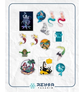 Deniz Kızları Sticker Set  2 20 Parça Telefon, Tablet, Defter, Laptop Sticker