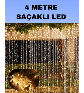 4 Metre Icicle Şelale Led Perde Işık Sarı Aydınlatma