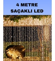4 Metre Icicle Şelale Led Perde Işık Sarı Aydınlatma