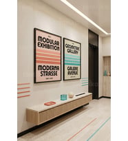Modern Geometrik 2'li Ahşap Çerçeveli Tablo Seti