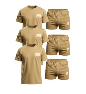 Erkek Askeri Fanila Atlet 3’lü Set Yarım Kol + Erkek Askeri Boxer Paçalı Don 3’lü Set (Bej)