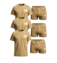 Erkek Askeri Fanila Atlet 3’lü Set Yarım Kol + Erkek Askeri Boxer Paçalı Don 3’lü Set (Bej)