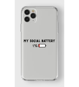 Iphone 11 Pro Max Uyumlu My Social Battery Tasarımlı Şeffaf Telefon Kılıfı