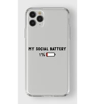 Iphone 11 Pro Max Uyumlu My Social Battery Tasarımlı Şeffaf Telefon Kılıfı