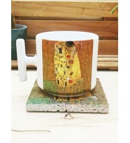 Gustav Klimt Set 9 - T Kulplu Fincan Kupa-Doğal Taş Bardak Altlığı 1