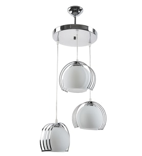 MYLİGHTS   KROM  ÜÇLÜ MODERN SARKIT AVİZE SPOR AVİZE OPAL CAM  30CM (Siyah)